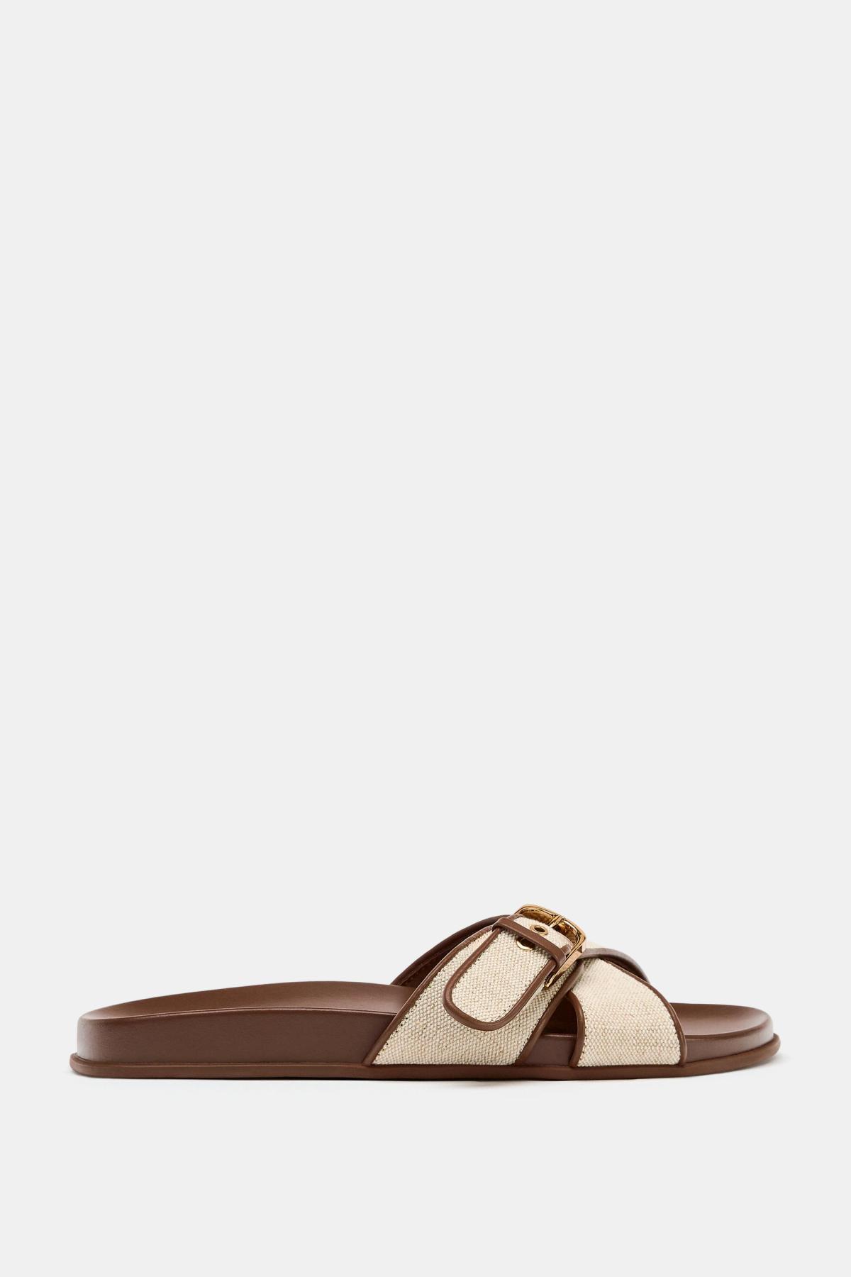 자라 크로스 버클 플랫 샌들 3824/810/111 LIGHT BEIGE