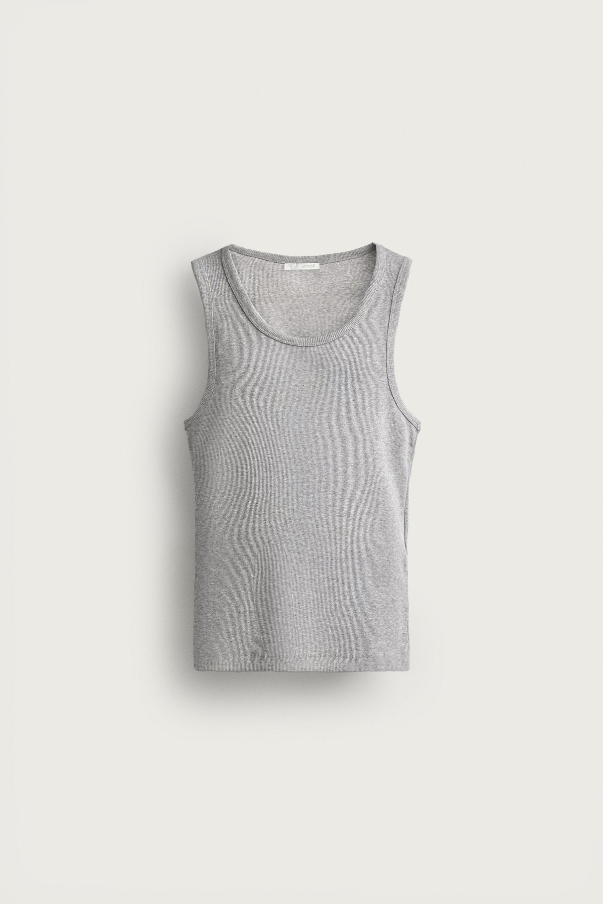 자라 슬림핏 베이직 골지 민소매 티셔츠 4087/450/803 GREY MARL
