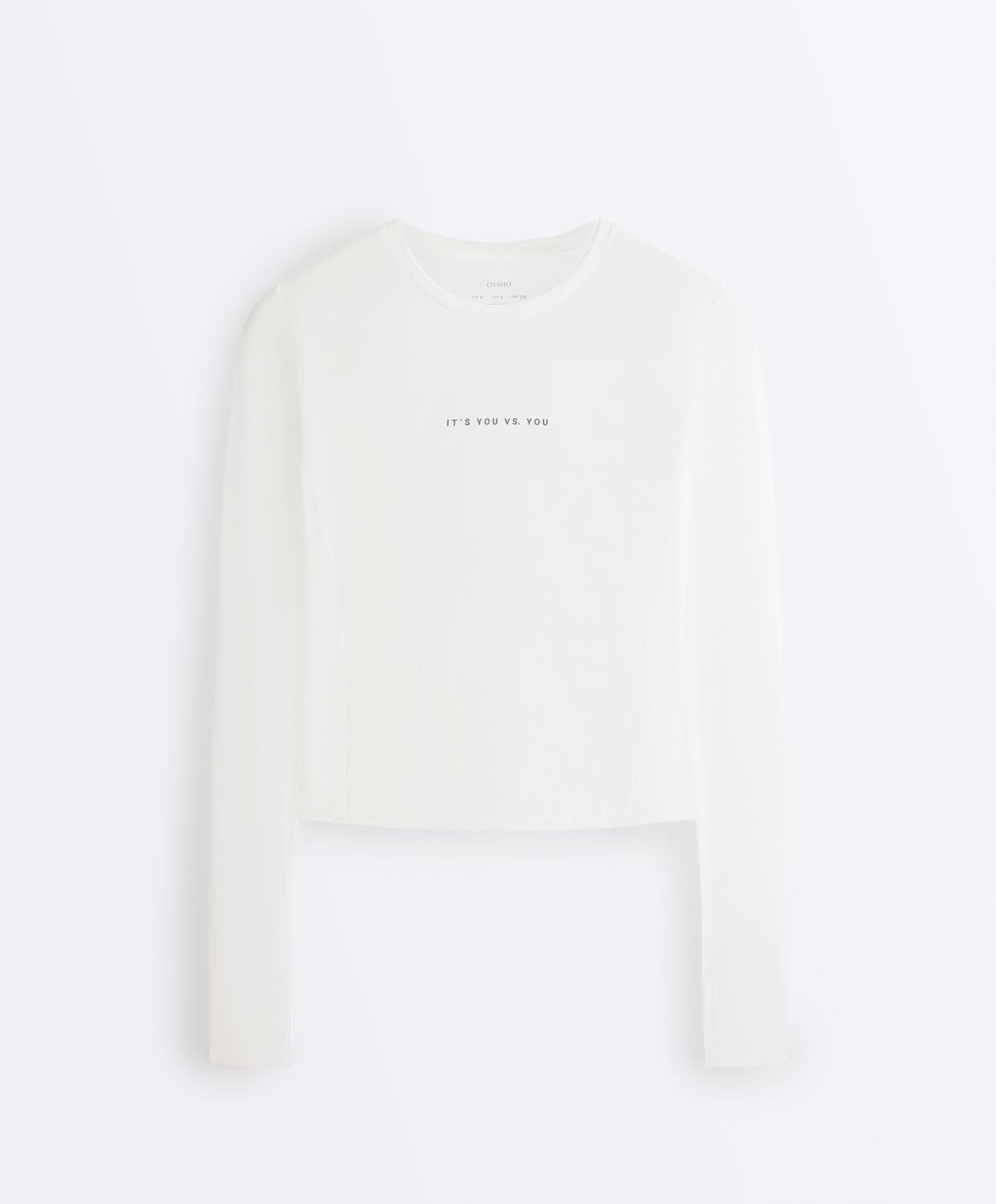 오이쇼 테크니컬 텍스트 긴팔 티셔츠 6000/098/251 WHITE