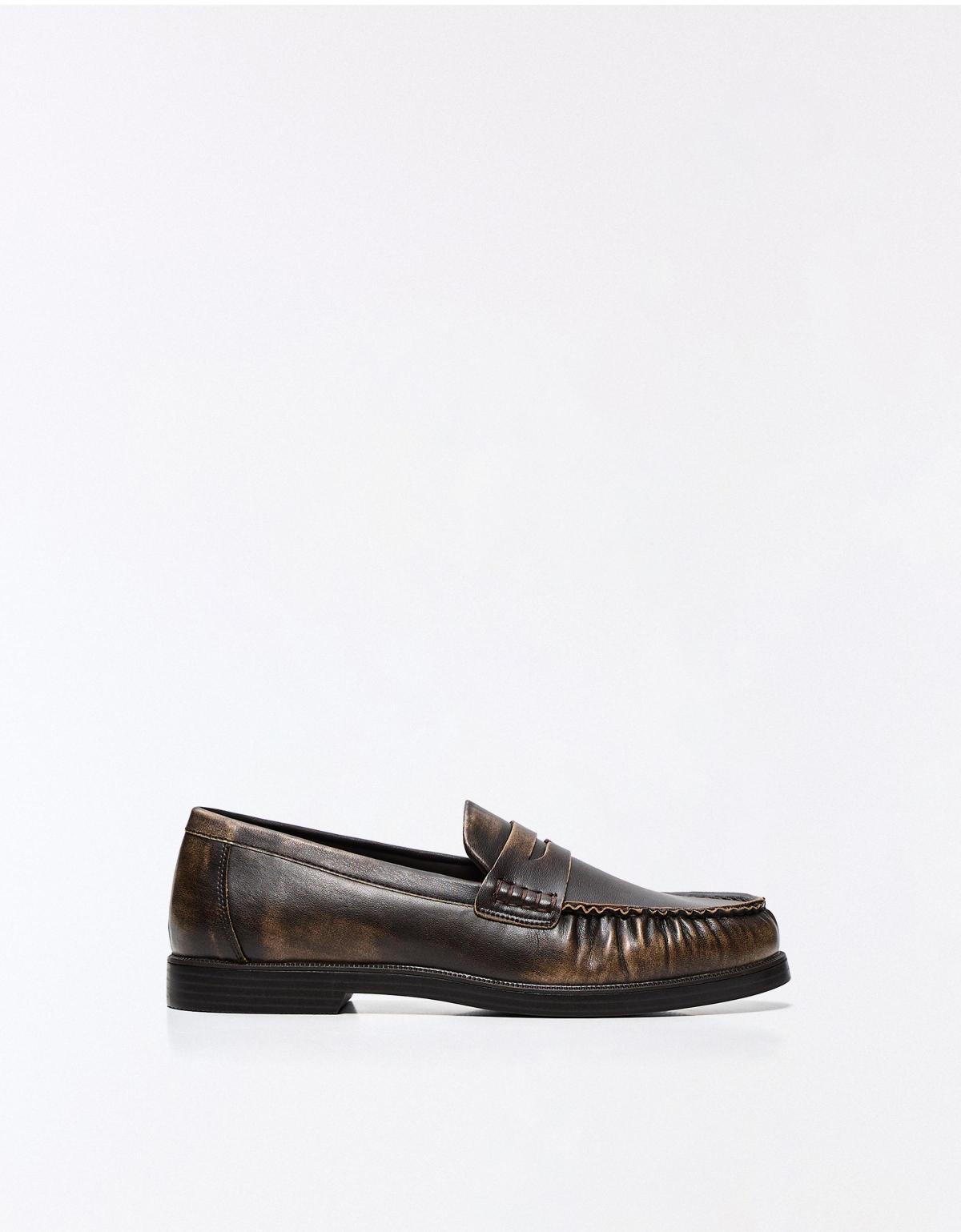 버쉬카 브러쉬드 셔링 남성 페니 로퍼 2635/764 BROWN