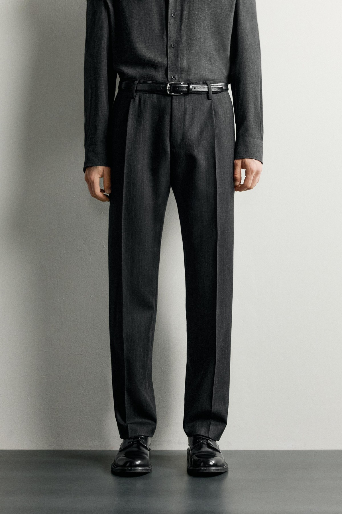 자라 울 레귤러핏 플리츠 수트 팬츠 4071/639/801 ANTHRACITE GREY