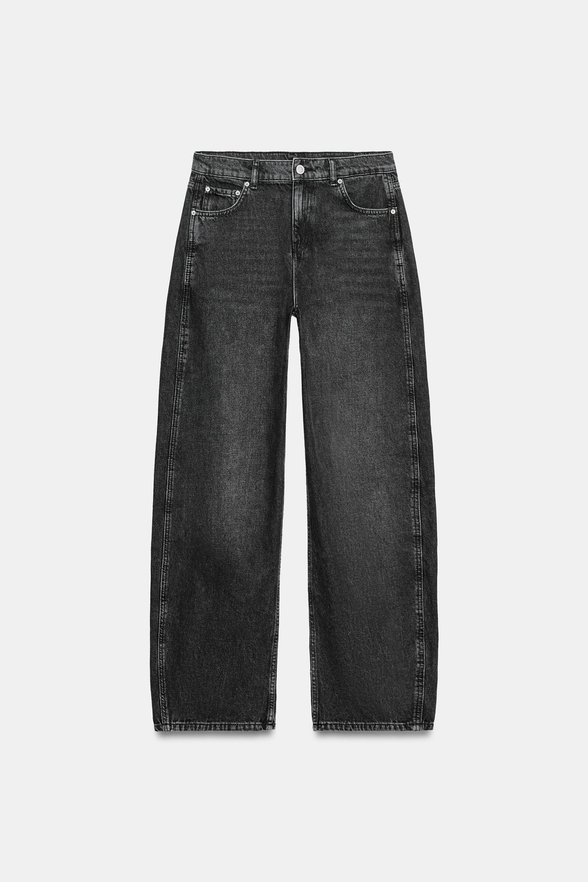 자라 커브드 스트레이트 워싱 청바지 9632/273/800 BLACK