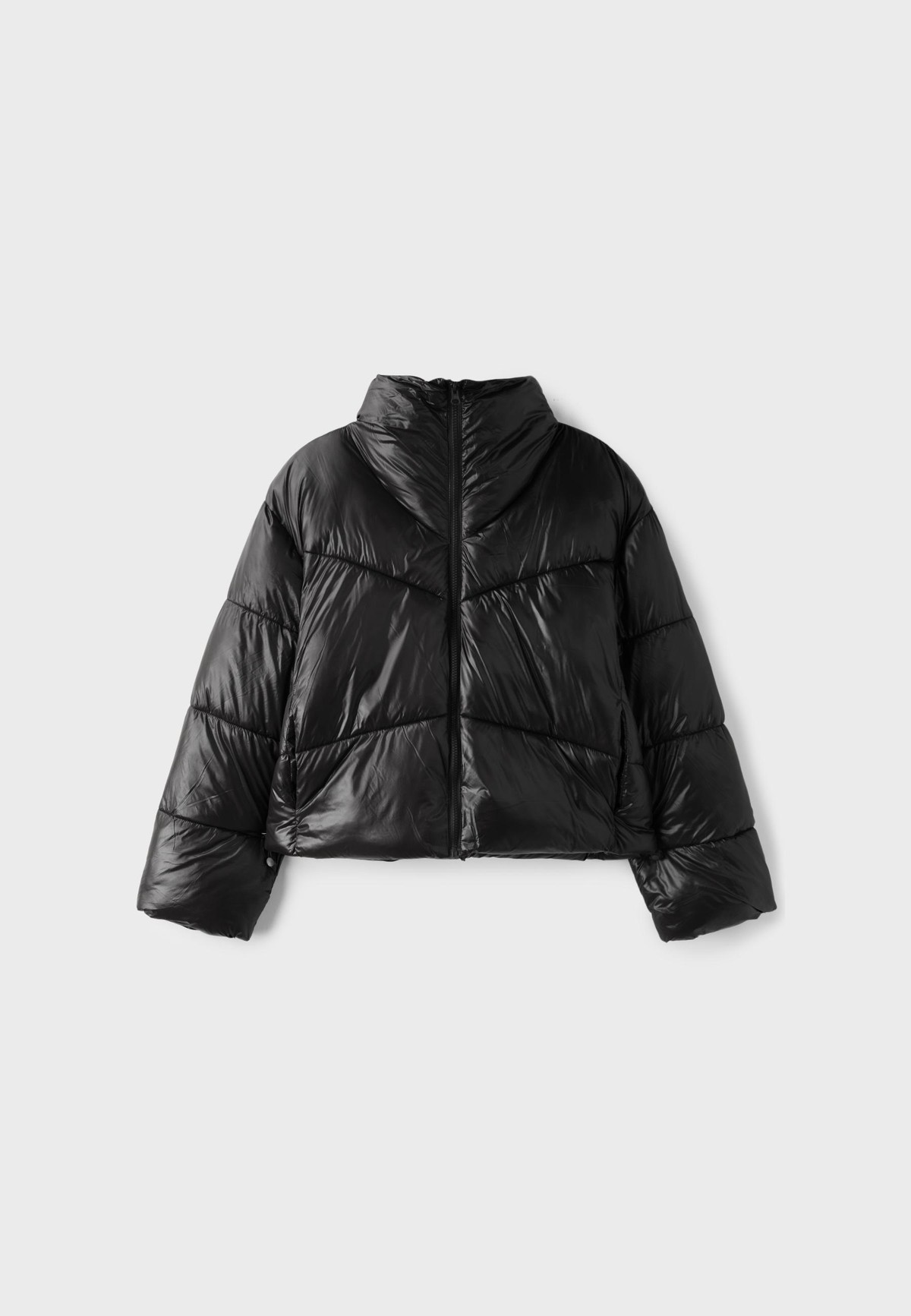 스트라디바리우스 하이넥 크롭 숏 패딩 자켓 8627/706/001 BLACK