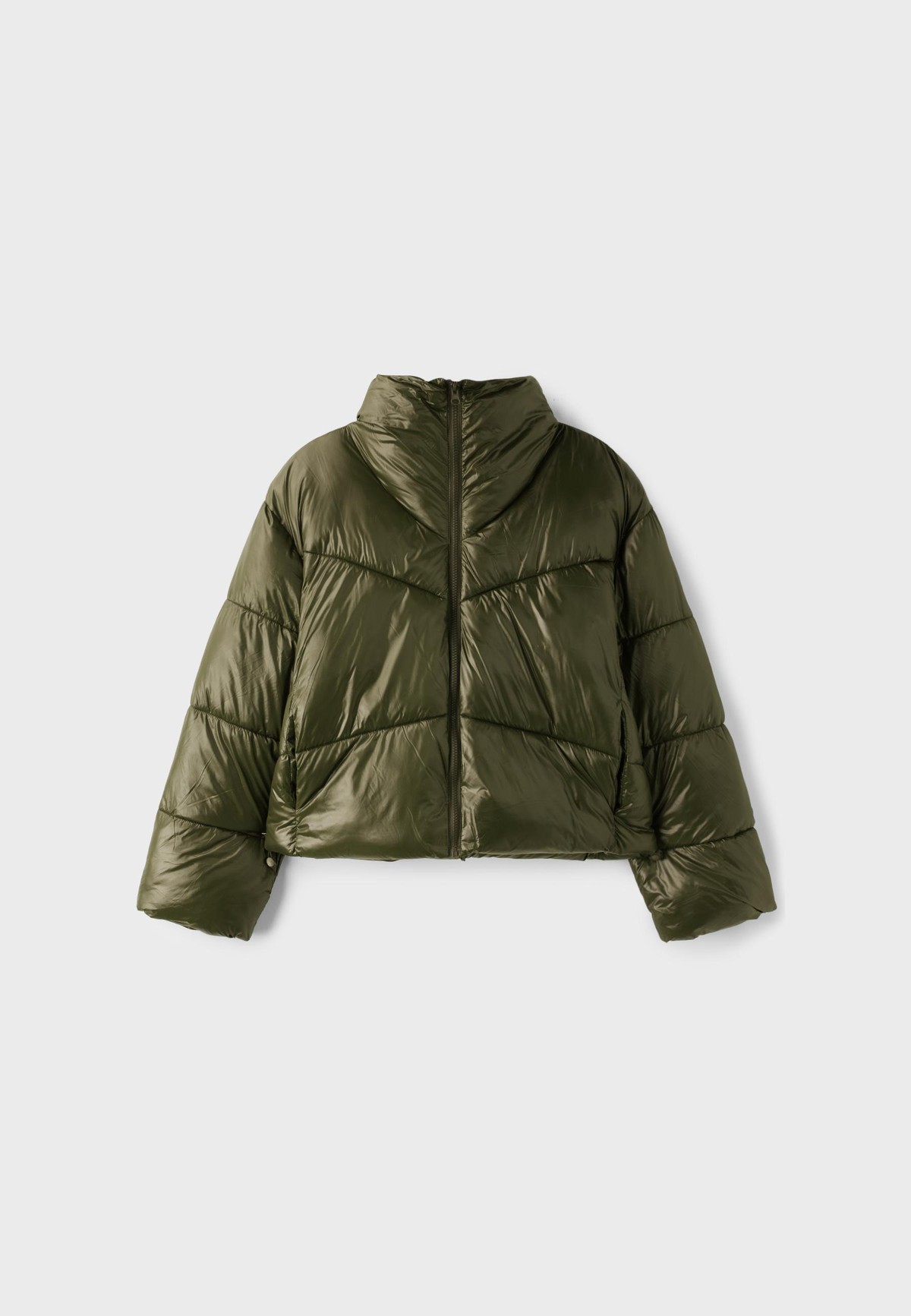 스트라디바리우스 하이넥 크롭 숏 패딩 자켓 8627/706/550 KHAKI