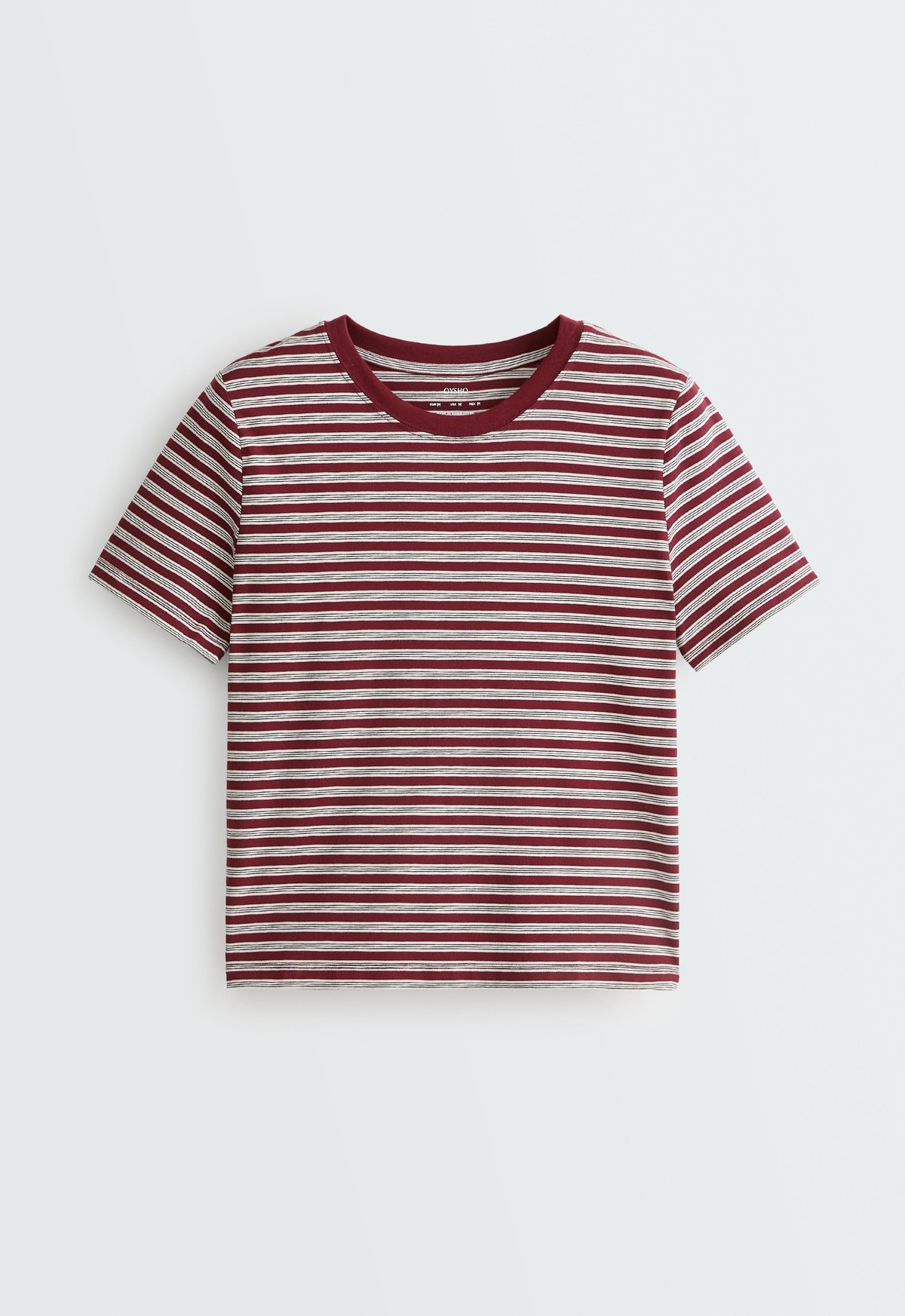 오이쇼 스트라이프 면 혼방 반팔 티셔츠 7141/736/606 BURGUNDY