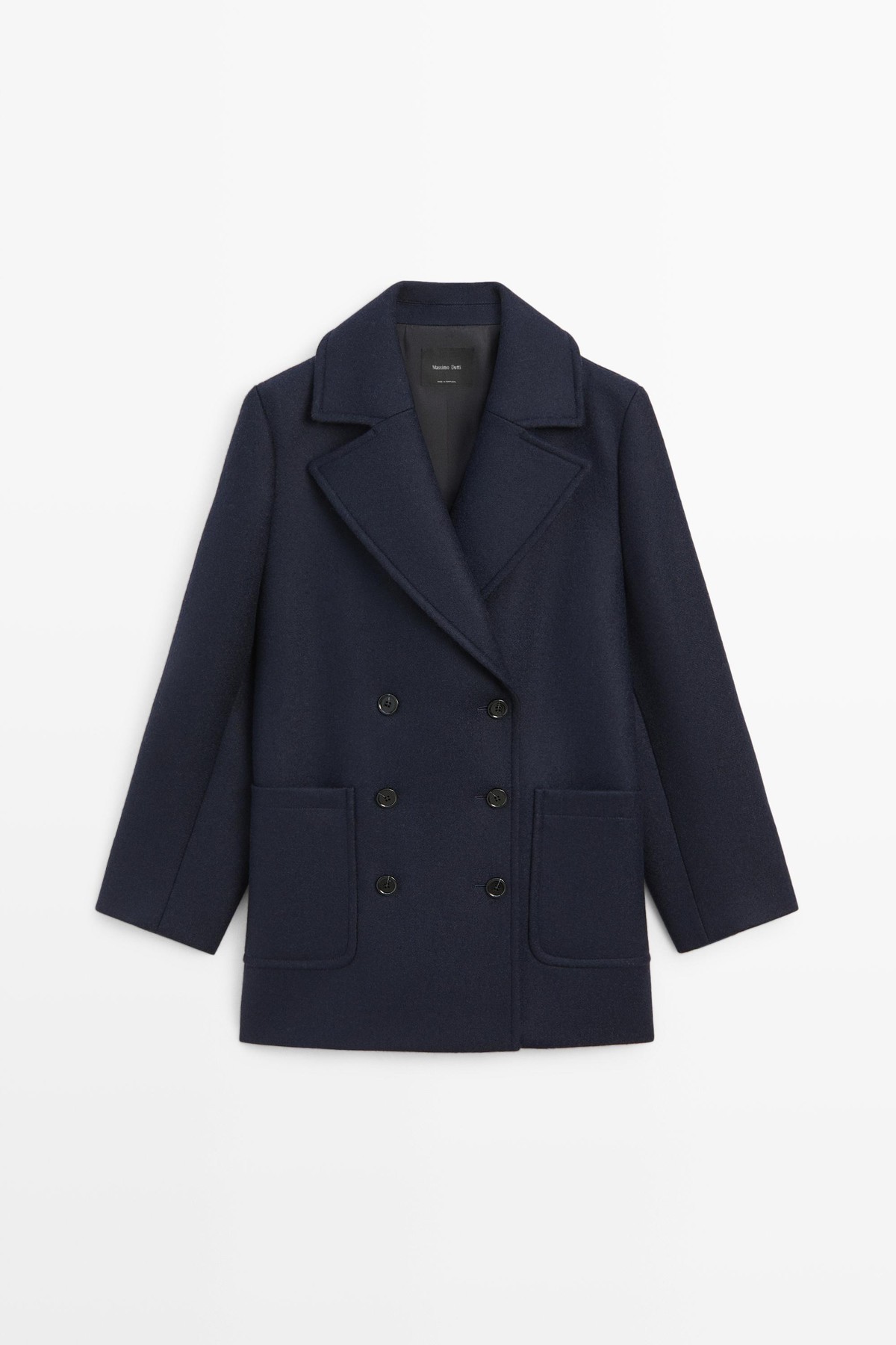 마시모두띠 울 혼방 더블버튼 미디 코트 6449/527 NAVY BLUE