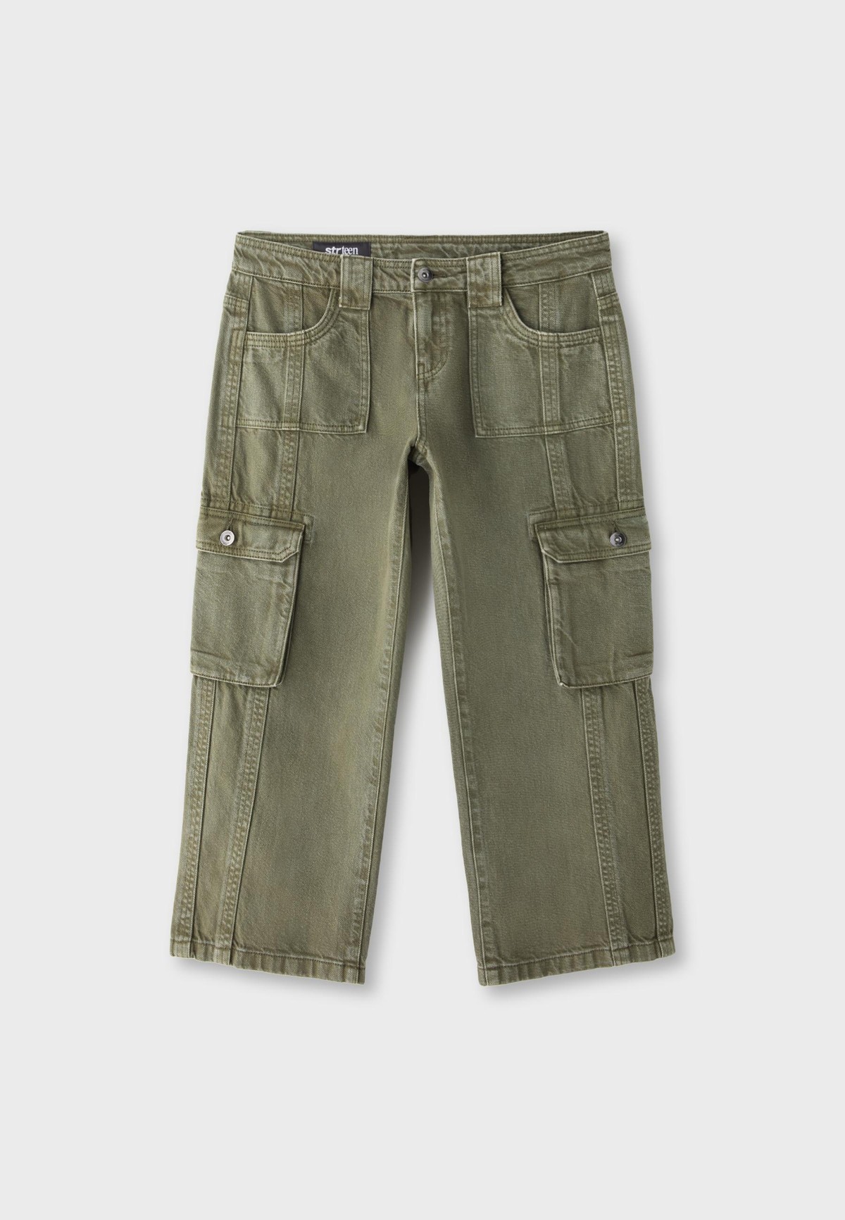 스트라디바리우스 코튼 카고 카프리 팬츠 8437/871/550 KHAKI