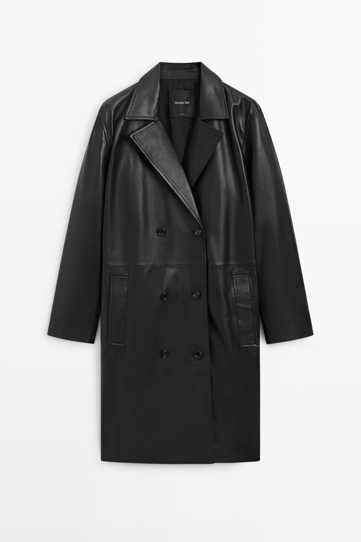 마시모두띠 레더 더블버튼 트렌치 코트 4755/855 BLACK