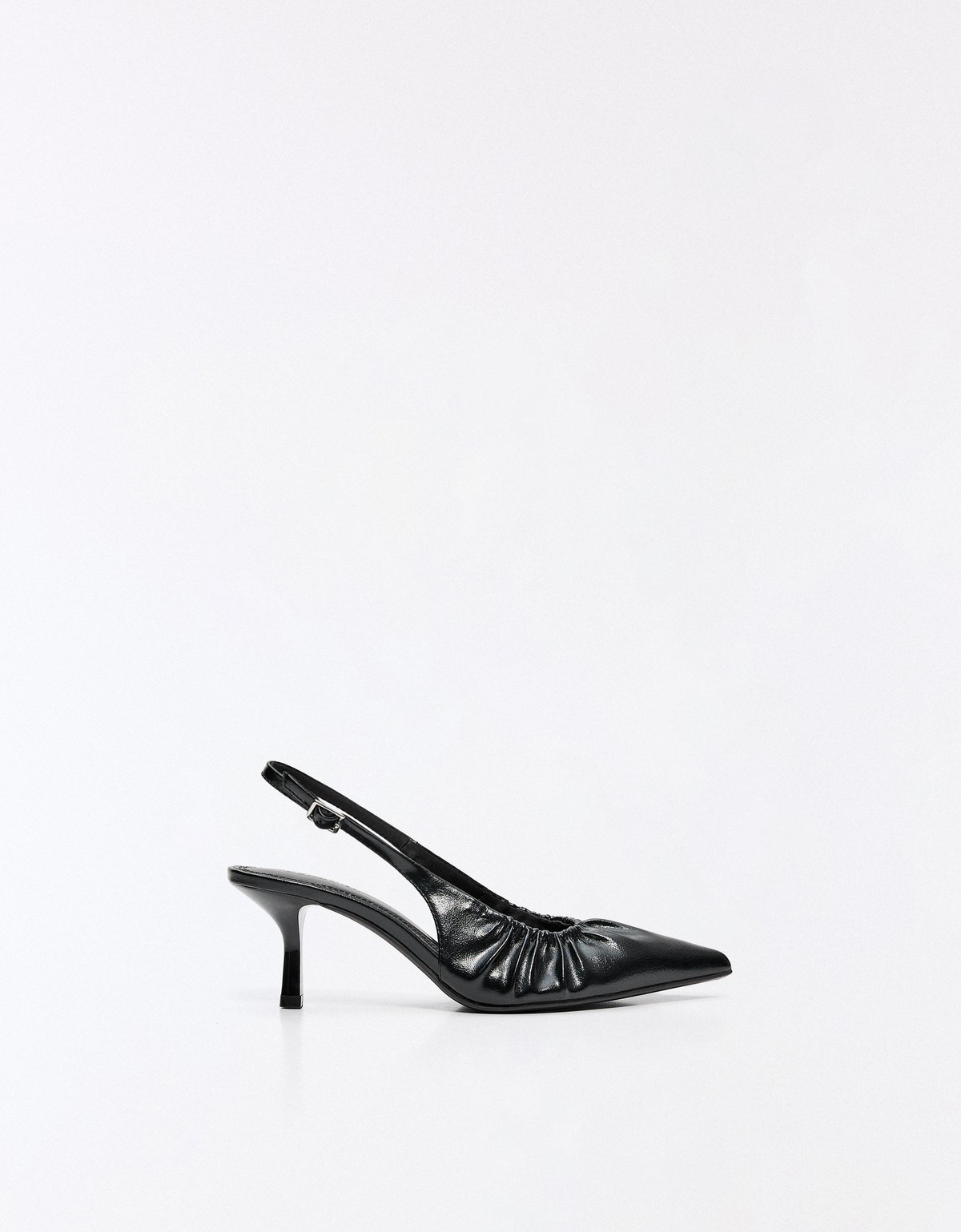 버쉬카 셔링 슬링백 키튼힐 슈즈 1360/864 BLACK