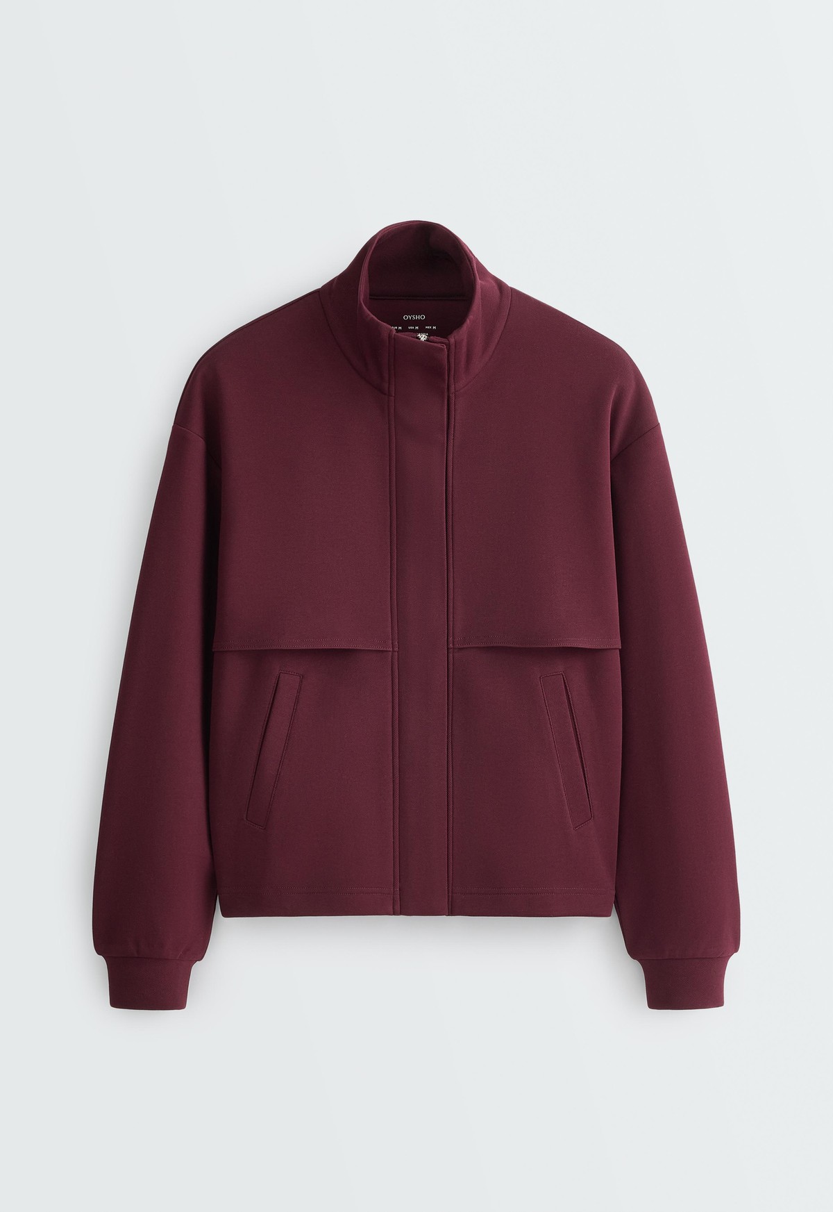 오이쇼 하이넥 케이프 디테일 집업 자켓 6911/990/606 BURGUNDY