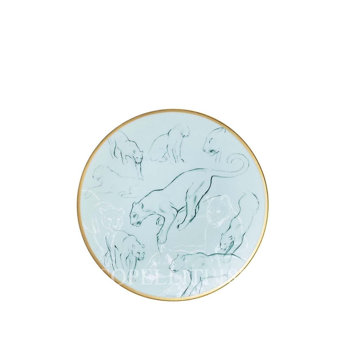 Hermes Carnets d'Equateur Bread and Butter Plate Felines 1