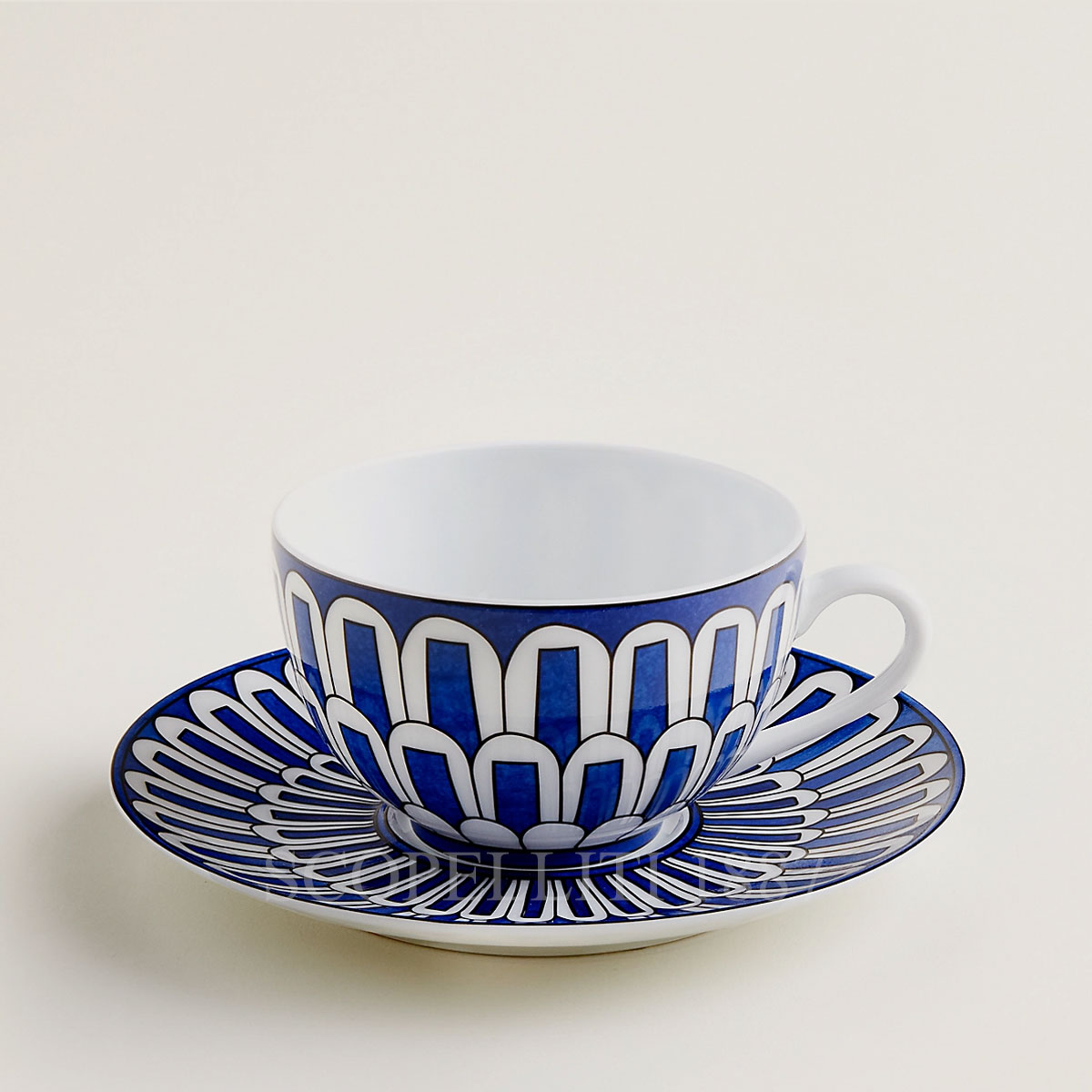 Hermès Bleus d’Ailleurs Tea Cup and Saucer Set for 2 4