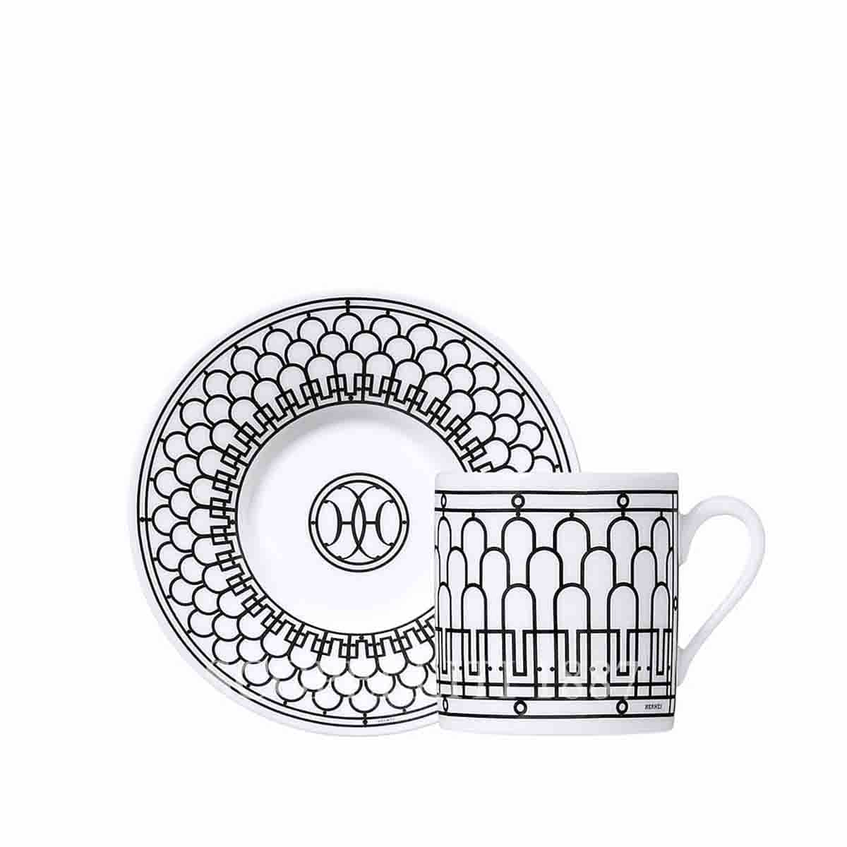 Hermès H Deco Coffee Cup and Saucer Set for 2 1