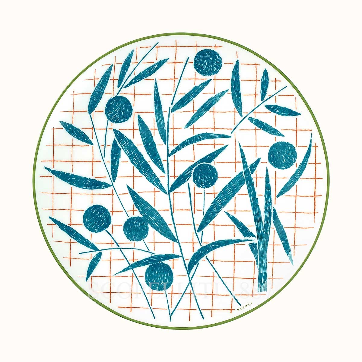 Hermes A Walk in the Garden Dessert Plate Blue 1
