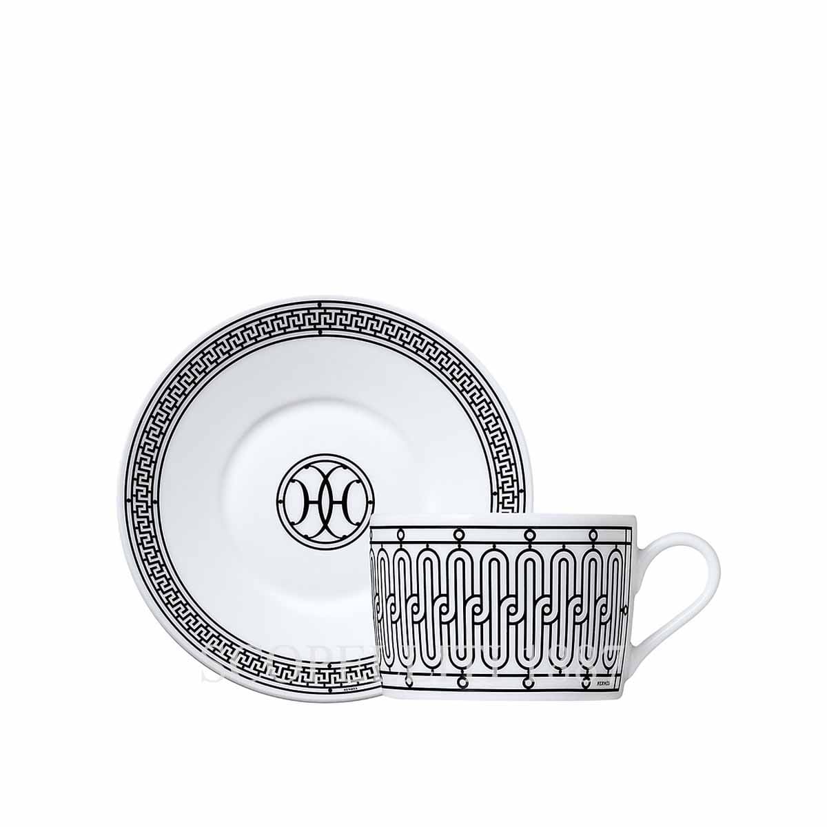 Hermès H Deco Tea Cup and Saucer Set for 2 1