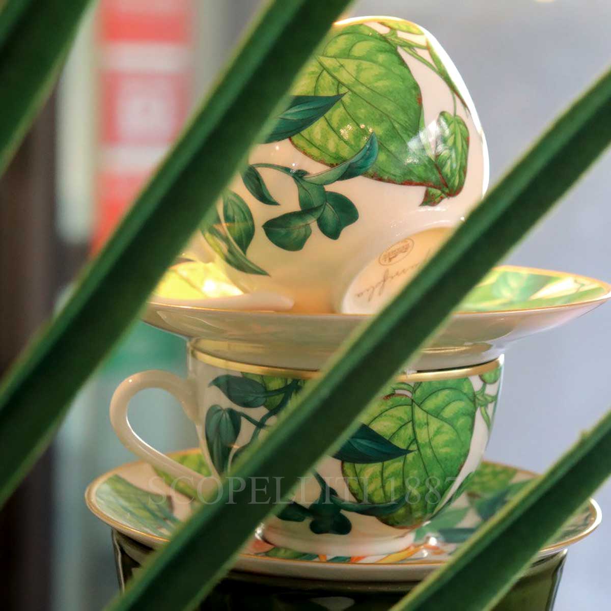 Hermes Passifolia Tea Cup and Saucer - Set of 2 4