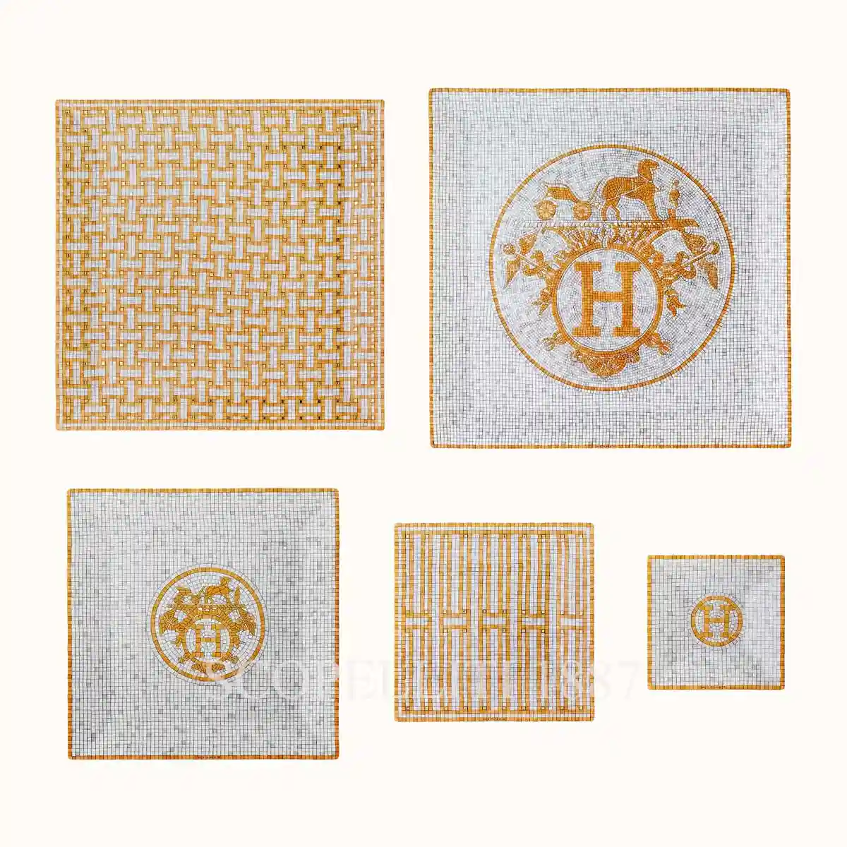 Hermès Mosaique au 24 Square Plate Set of 5 2