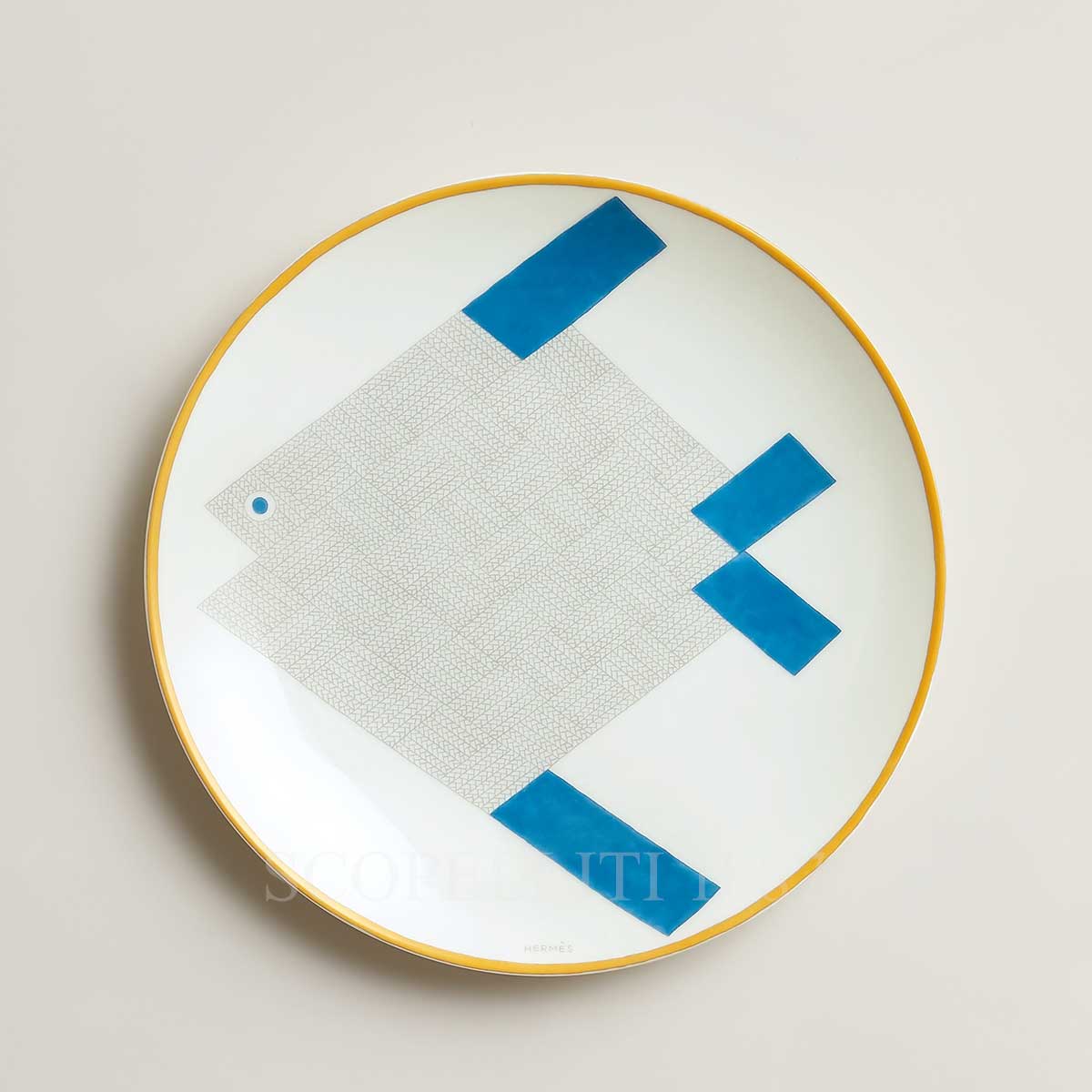 Hermes Dessert Plate Animaux Nattes Fish 1