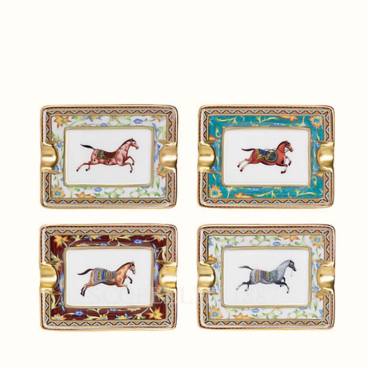 Hermes Mini Ashtray Cheval d'Orient - Set of 4 1