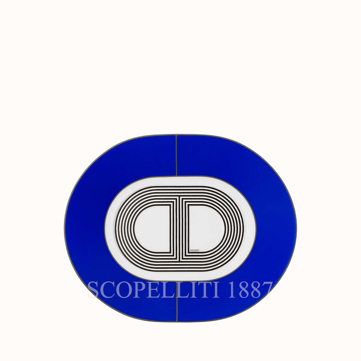 Hermes Small Oval Plate Blue Rallye 24 1