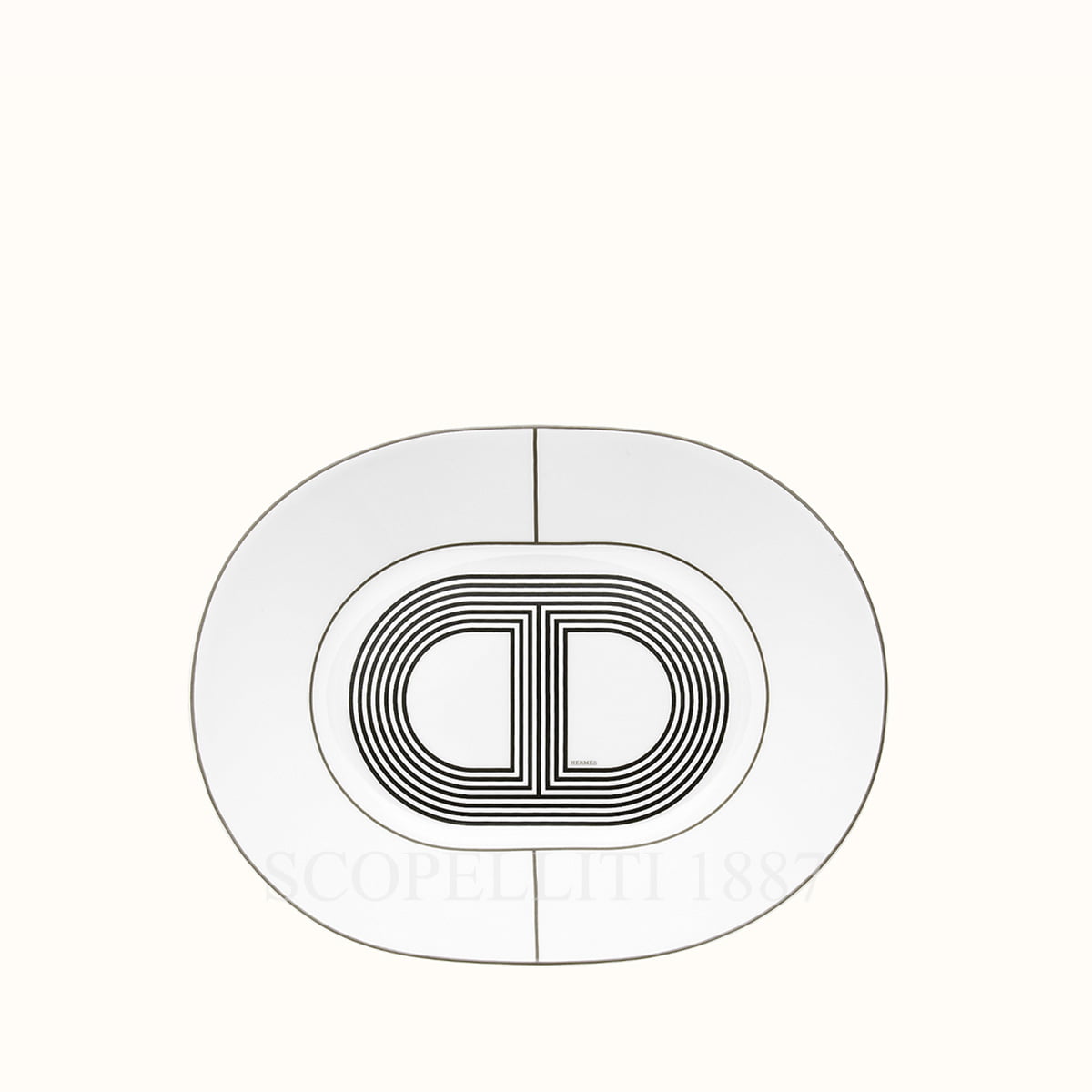 Hermes Small Oval Plate White Rallye 24 1
