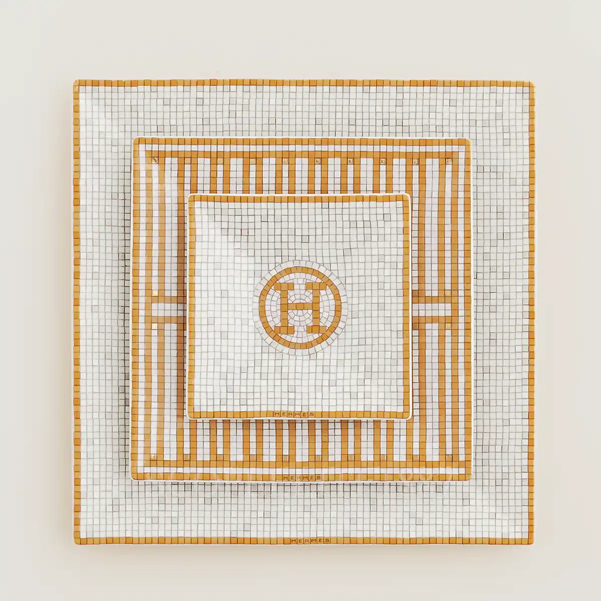 Hermès Mosaique au 24 Square Plate Set of 3 1