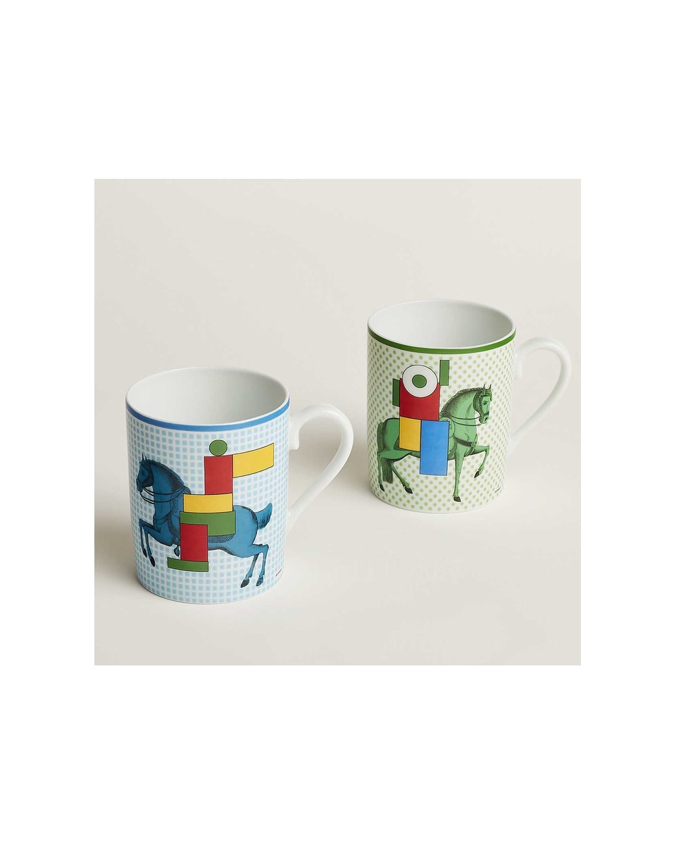 에르메스 Cavalier en Formes Set of 2 Mugs P059431P