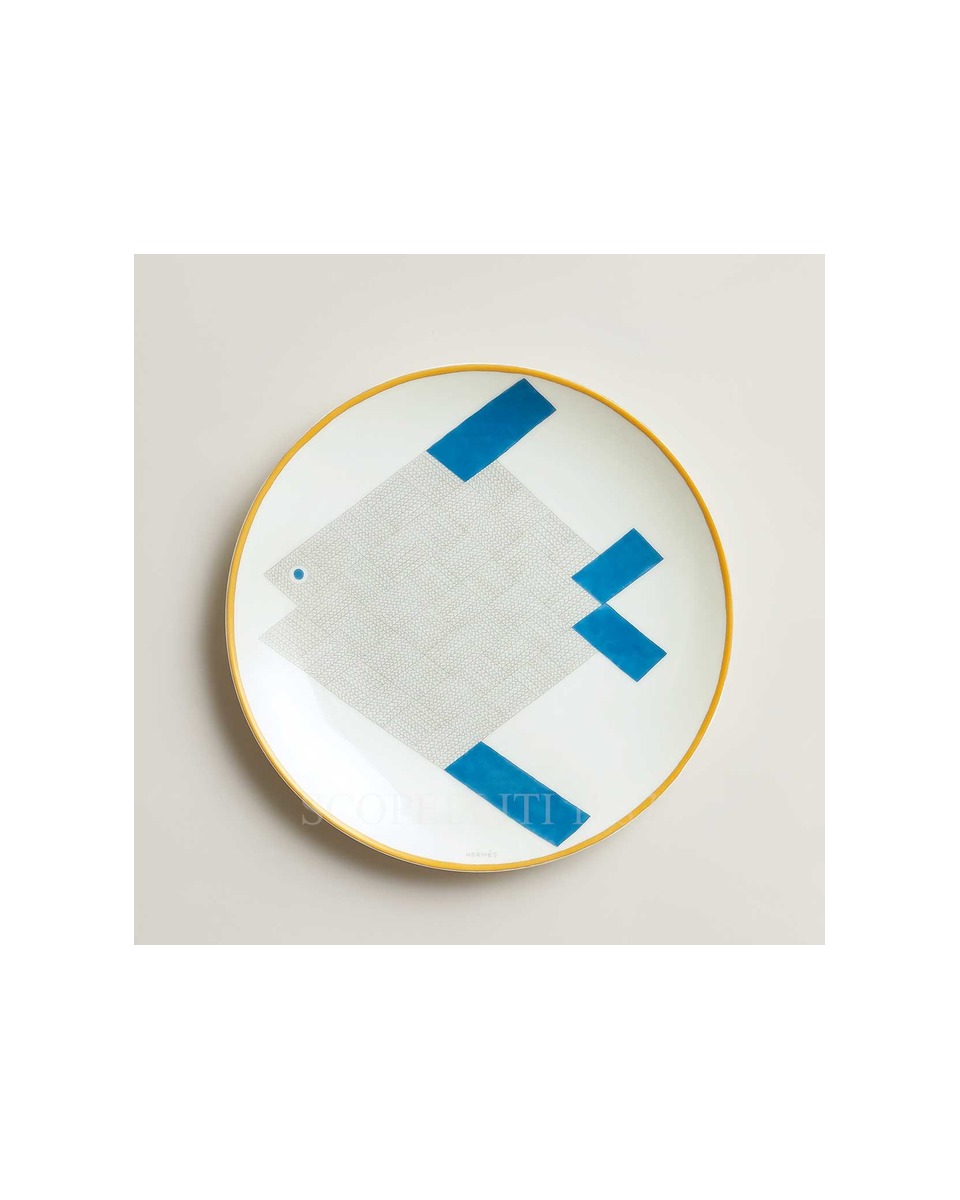 에르메스 Dessert Plate Animaux Nattes Fish P058207P