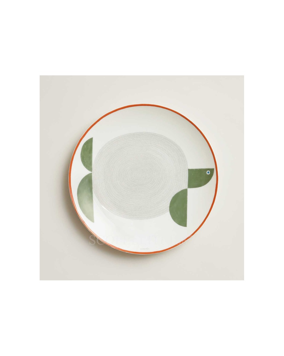 에르메스 Dessert Plate Animaux Nattes Turtle P058307P