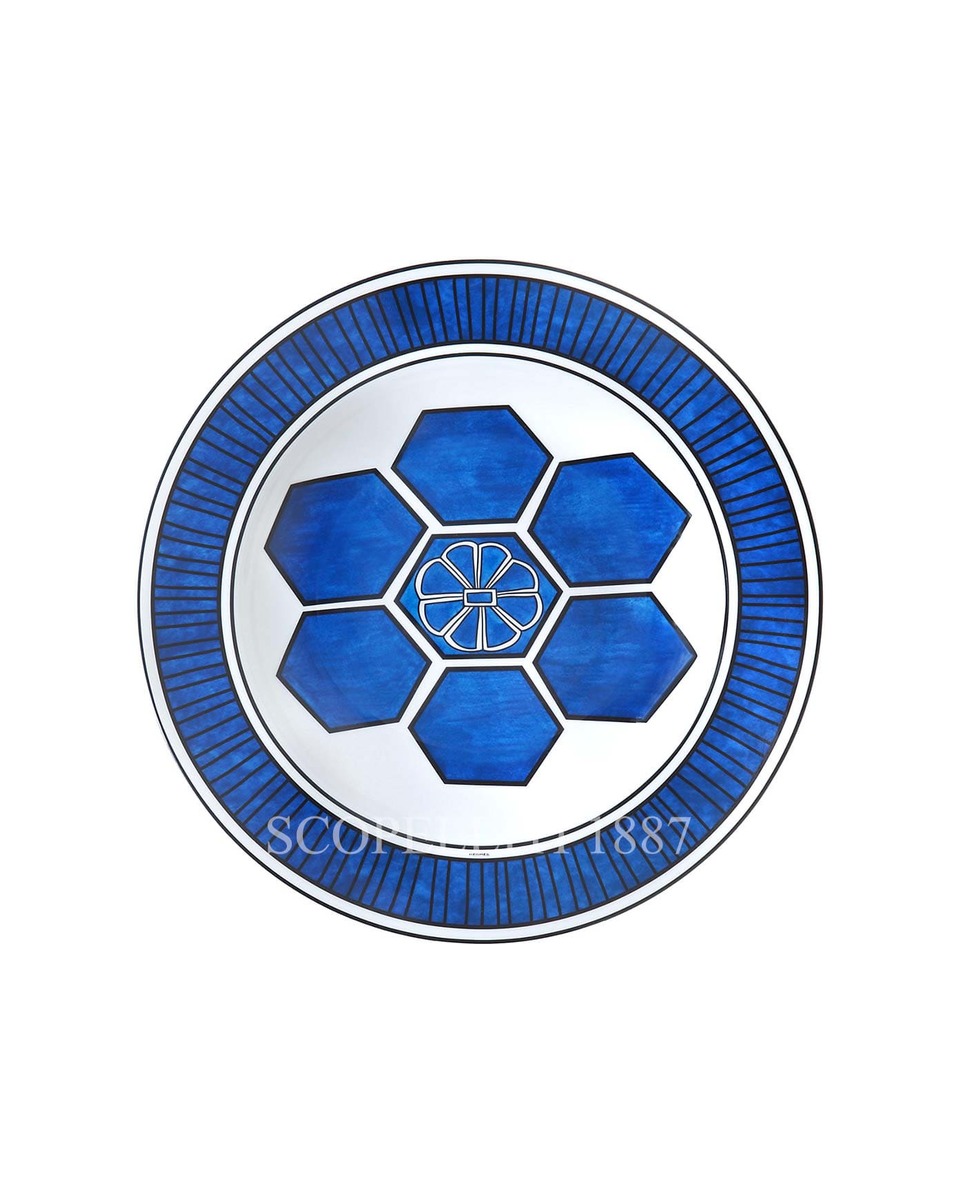 에르메스 Round Deep Platter Bleus d'Ailleurs 030026P