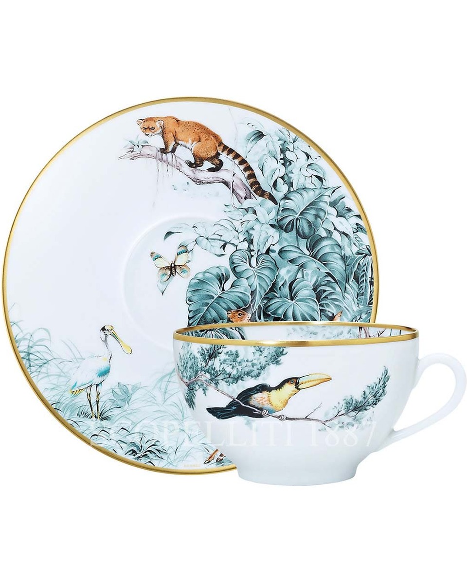 에르메스 Carnets d'Equateur Breakfast Cup and Saucer - Set of 2 038015P