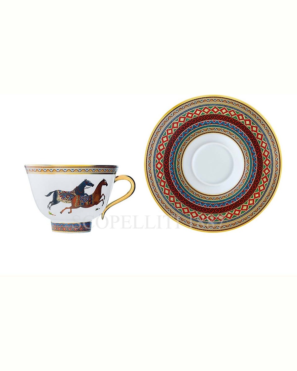 에르메스 Cheval d’Orient Set of 2 Tea Cups Pattern No. 1 009816Px2