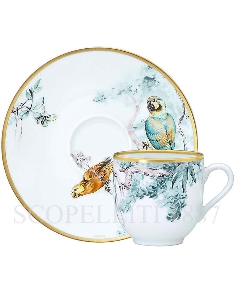 에르메스 Carnets d'Equateur Coffee Cup and Saucer - Set of 2 038017P