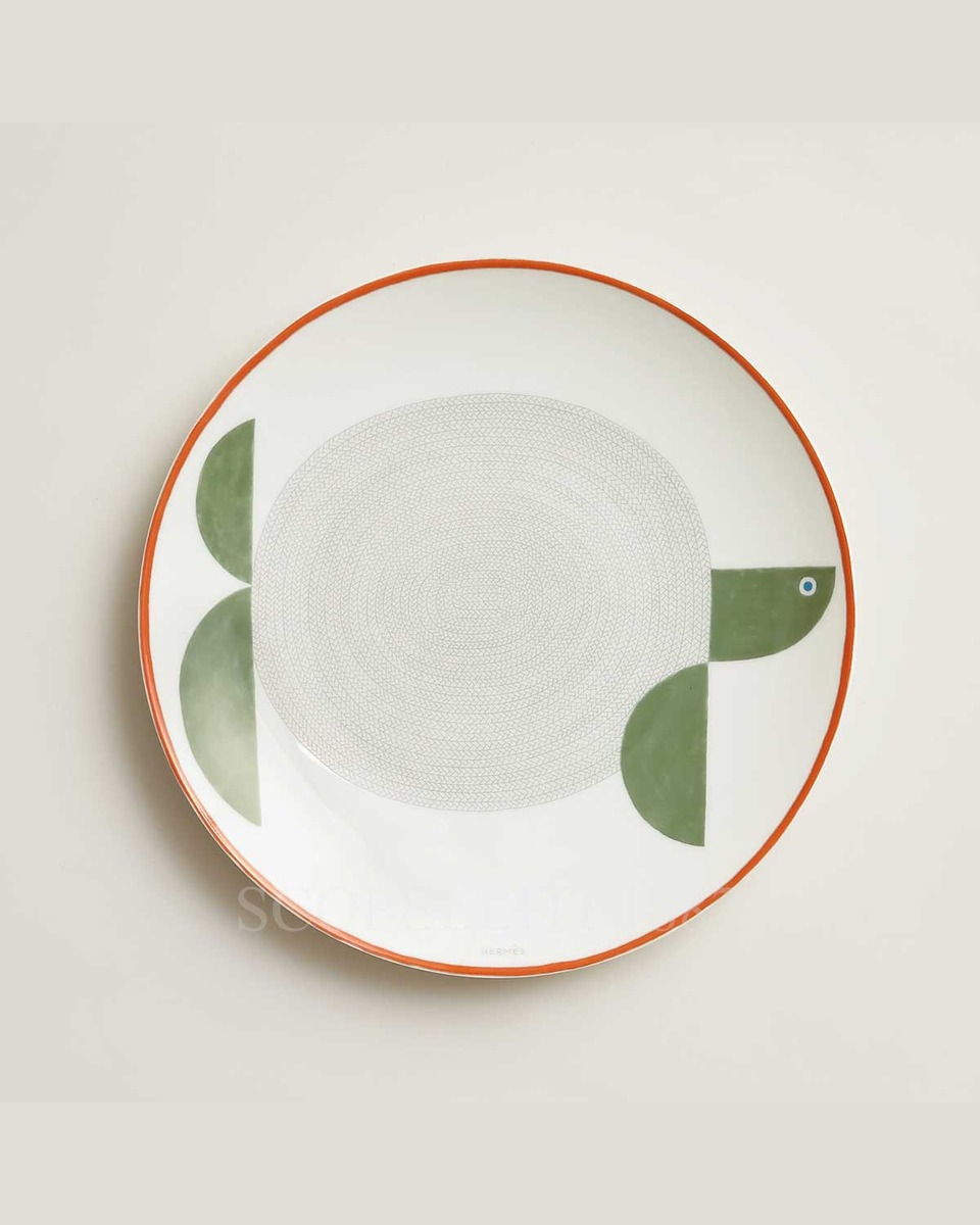 에르메스 Dessert Plate Animaux Nattes Turtle P058307P 1/2