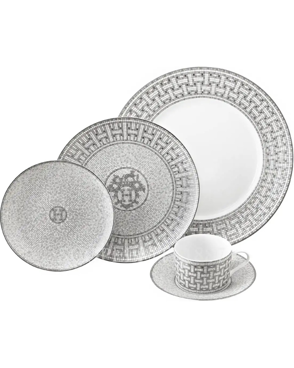 에르메스 Mosaique au 24 Platinum 5-Piece Place Setting 035001P + 035007P + 035012P + 035016P