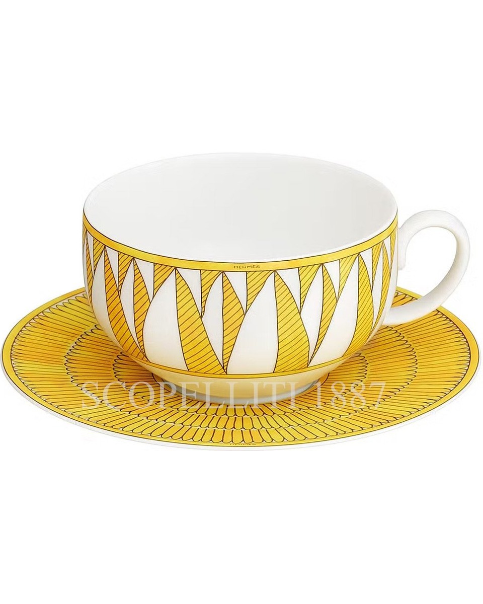 에르메스 Soleil d'Hermès Tea Cup and Saucer Set for 2 046016P x 2