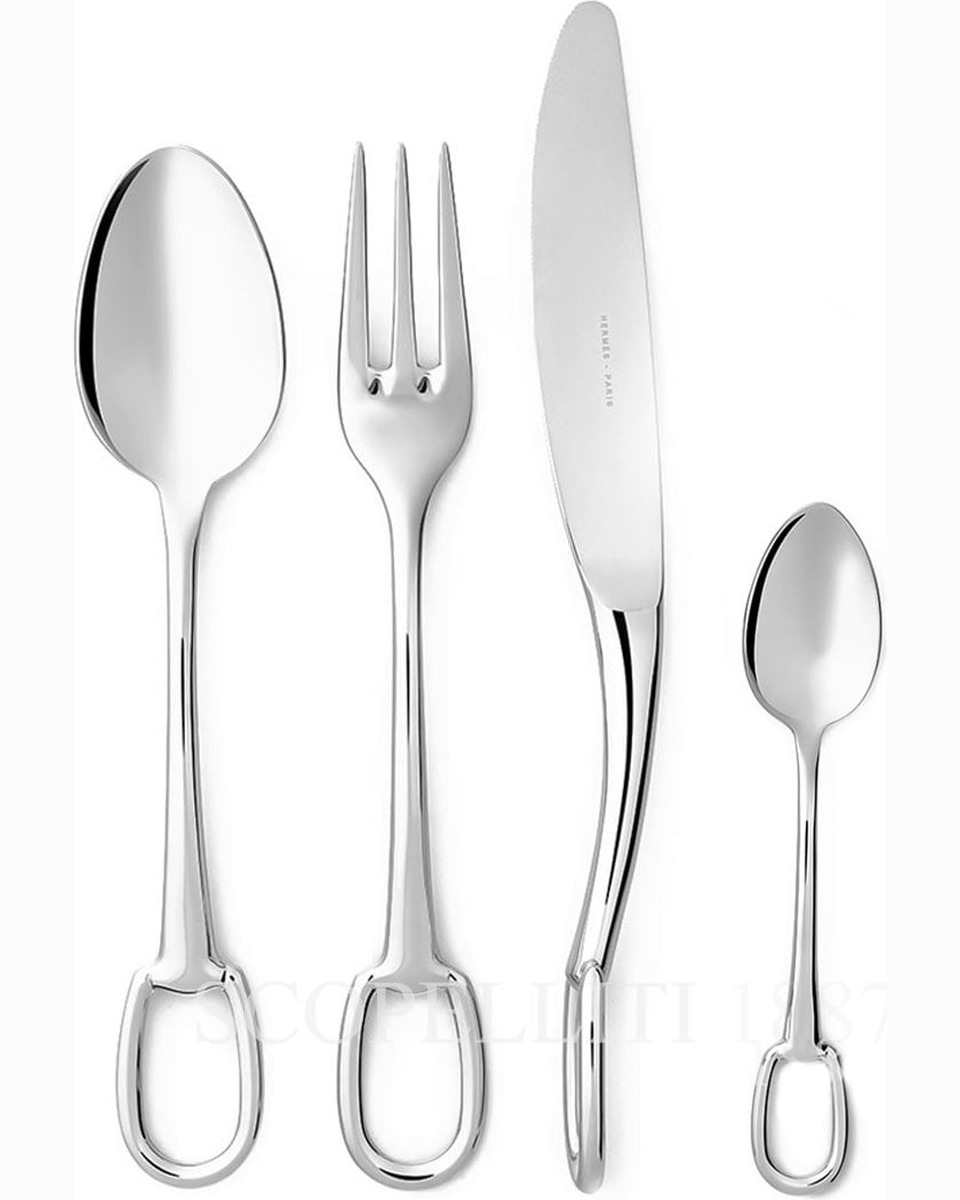 에르메스 Cutlery 24 Pieces Attelage Stainless Steel 006001P + 006002P + 006003P + 006012P