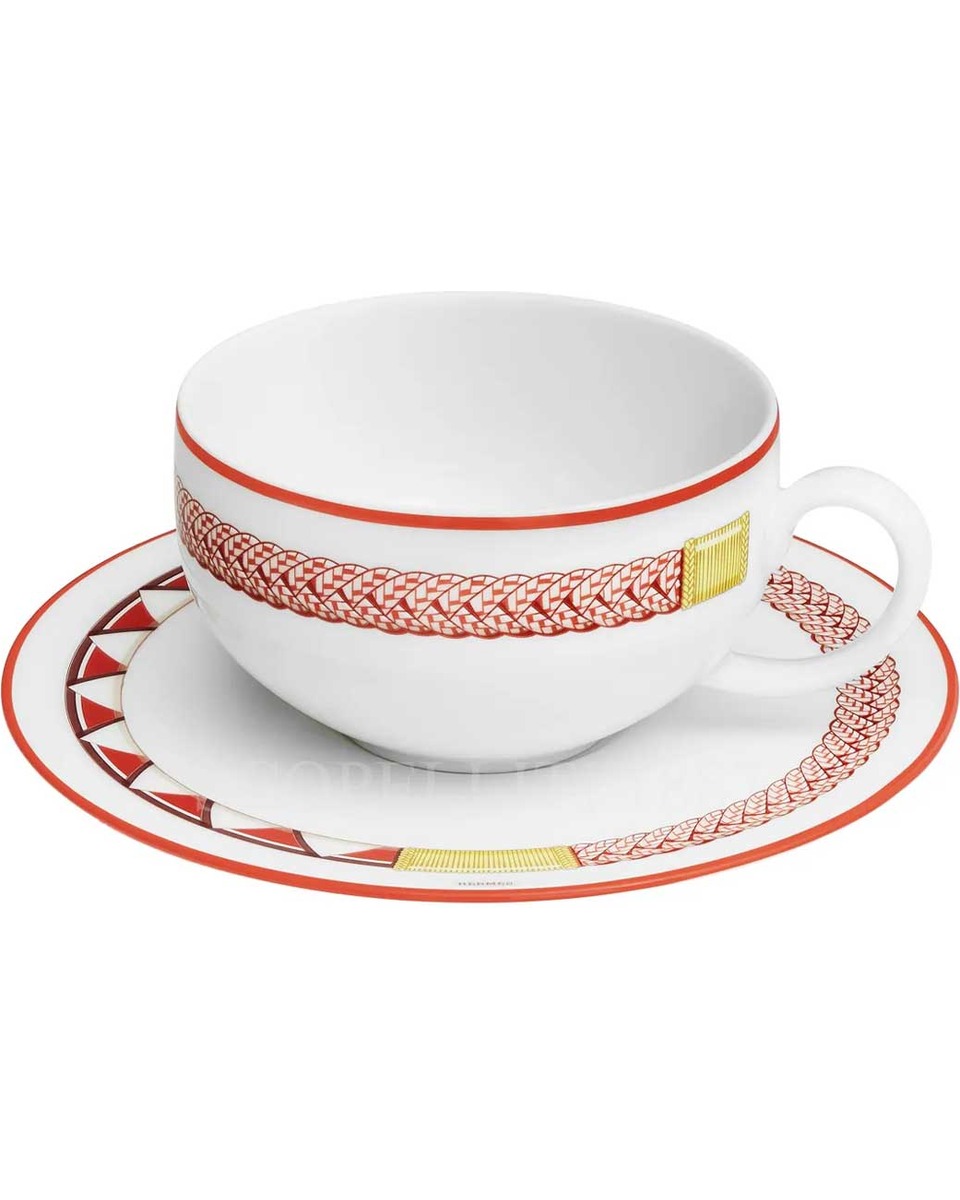 에르메스 Tea Cup and Saucer Tressages Equestres - Set of 2 057016P x 2 1/3