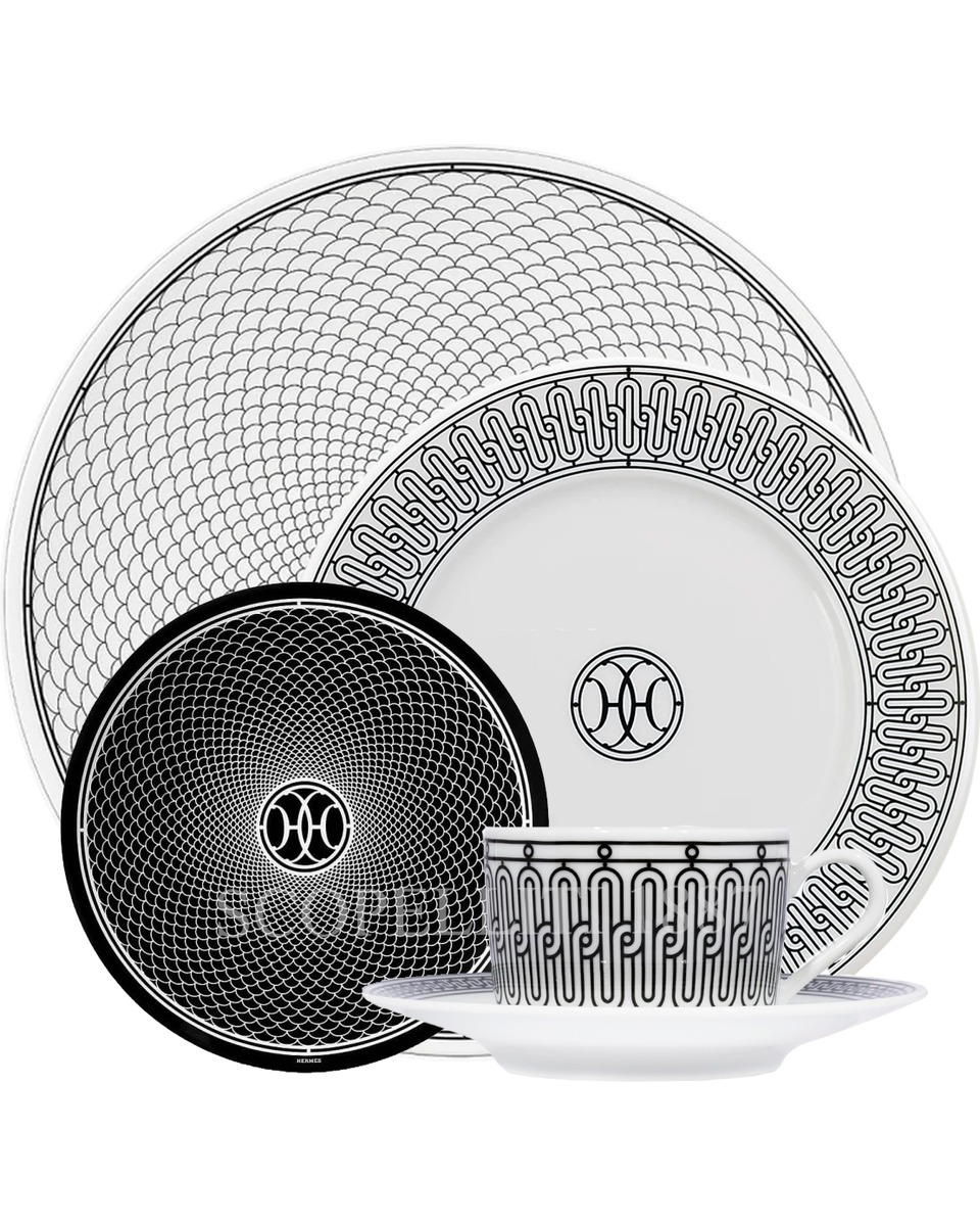 에르메스 H Deco 5-Piece Place Setting 037001P + 037007P + 037012P + 037016P