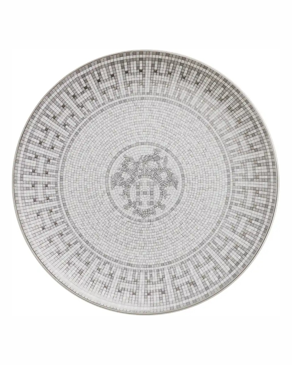 에르메스 Mosaique au 24 Platinum Dessert Plate 035007P 1/3