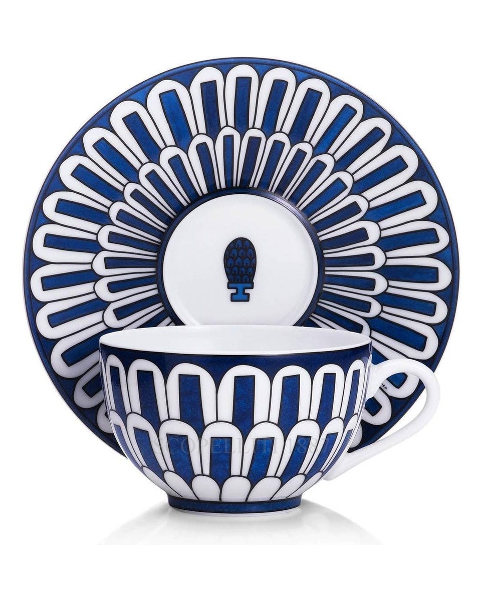 에르메스 Bleus d’Ailleurs Tea Cup and Saucer Set for 2 030016P 1/4