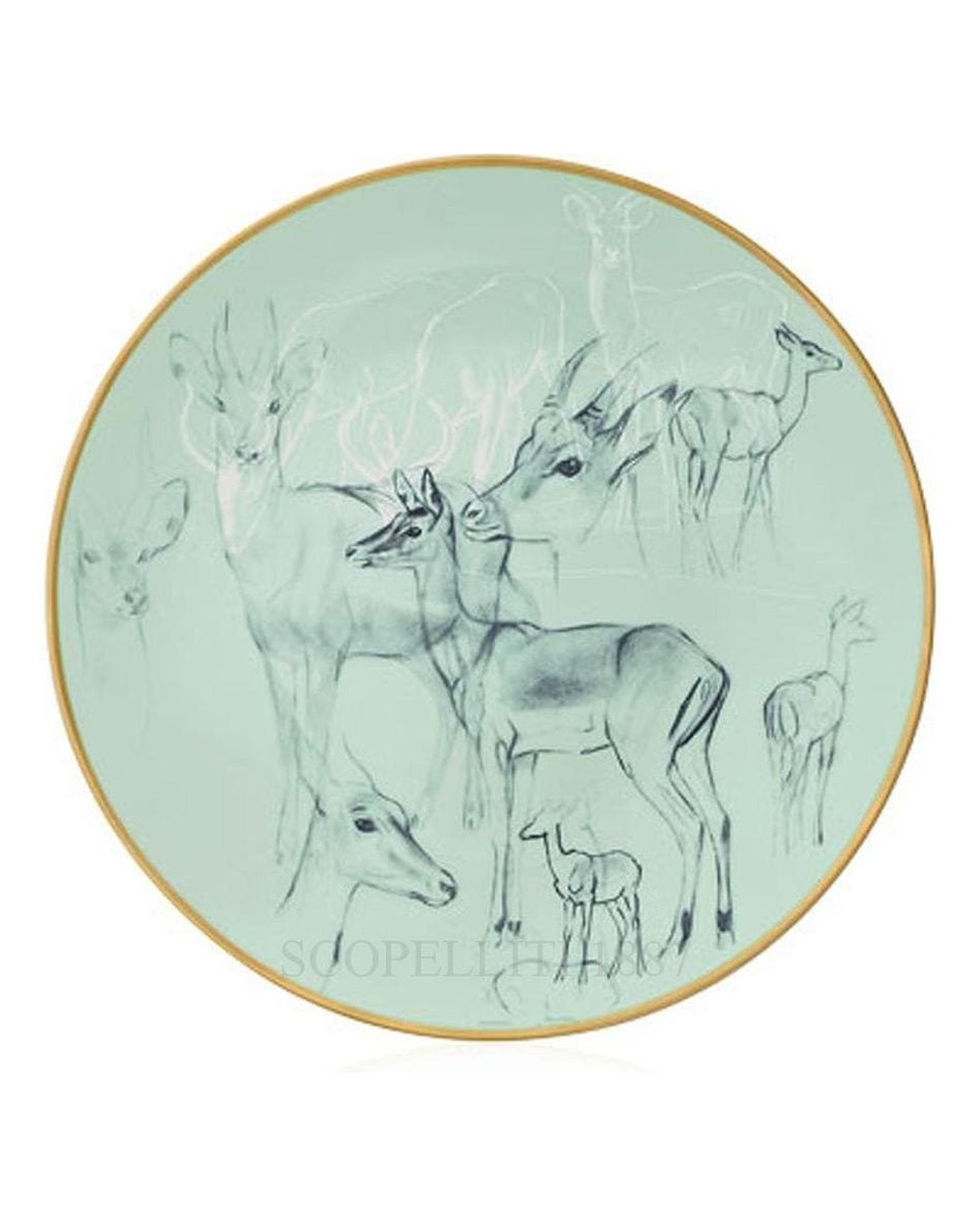 에르메스 Carnets d'Equateur Dessert Plate Impalas 038207P 1/2
