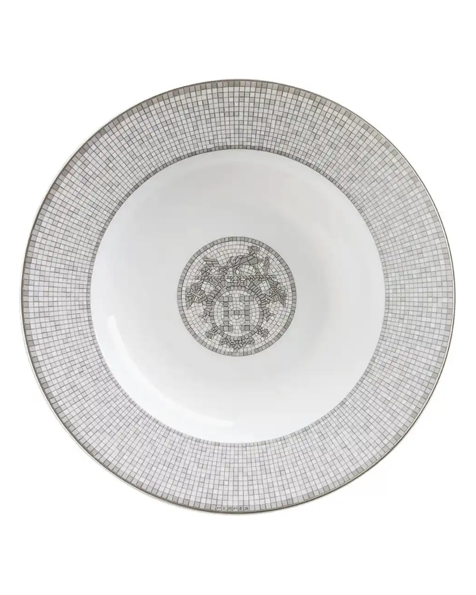 에르메스 Mosaique au 24 Platinum Soup Plate 035013P