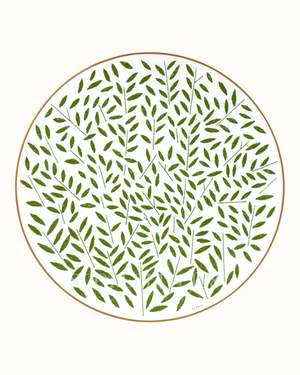 에르메스 A Walk in the Garden Dinner Plate Green 043101P
