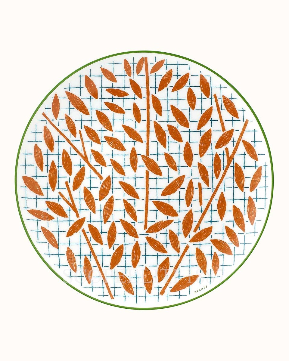 에르메스 A Walk in the Garden Dessert Plate Orange 043207P