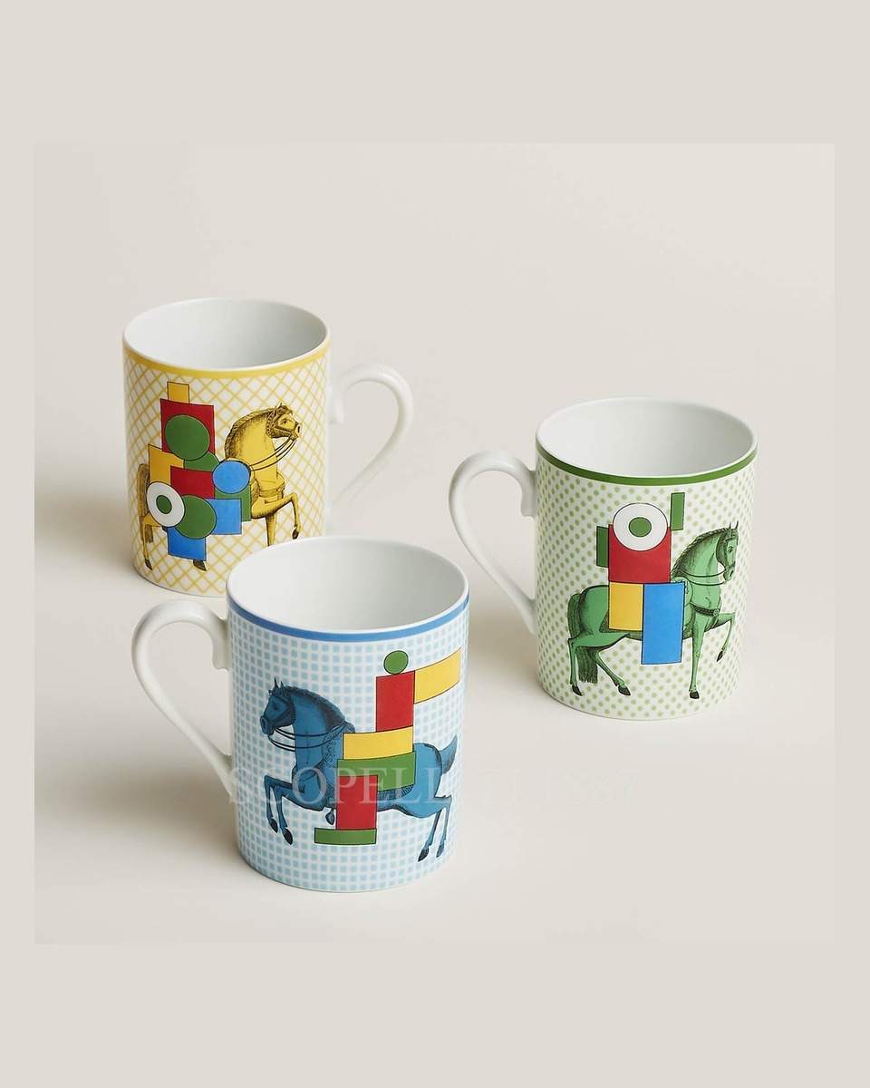 에르메스 Cavalier en Formes Set of 3 Mugs P059531P