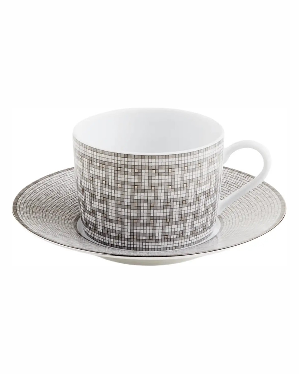 에르메스 Mosaique au 24 Platinum Tea Cup and Saucer Set for 2 035016P