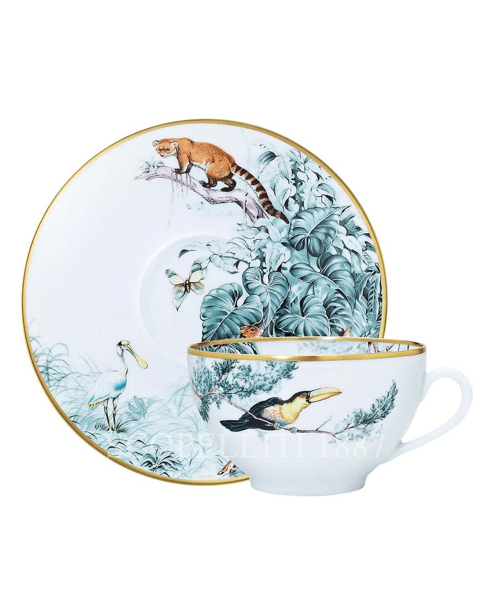 에르메스 Carnets d'Equateur Breakfast Cup and Saucer - Set of 2 038015P