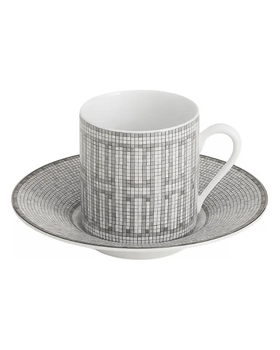 에르메스 Mosaique au 24 Platinum Coffee Cup and Saucer Set for 2 035017P