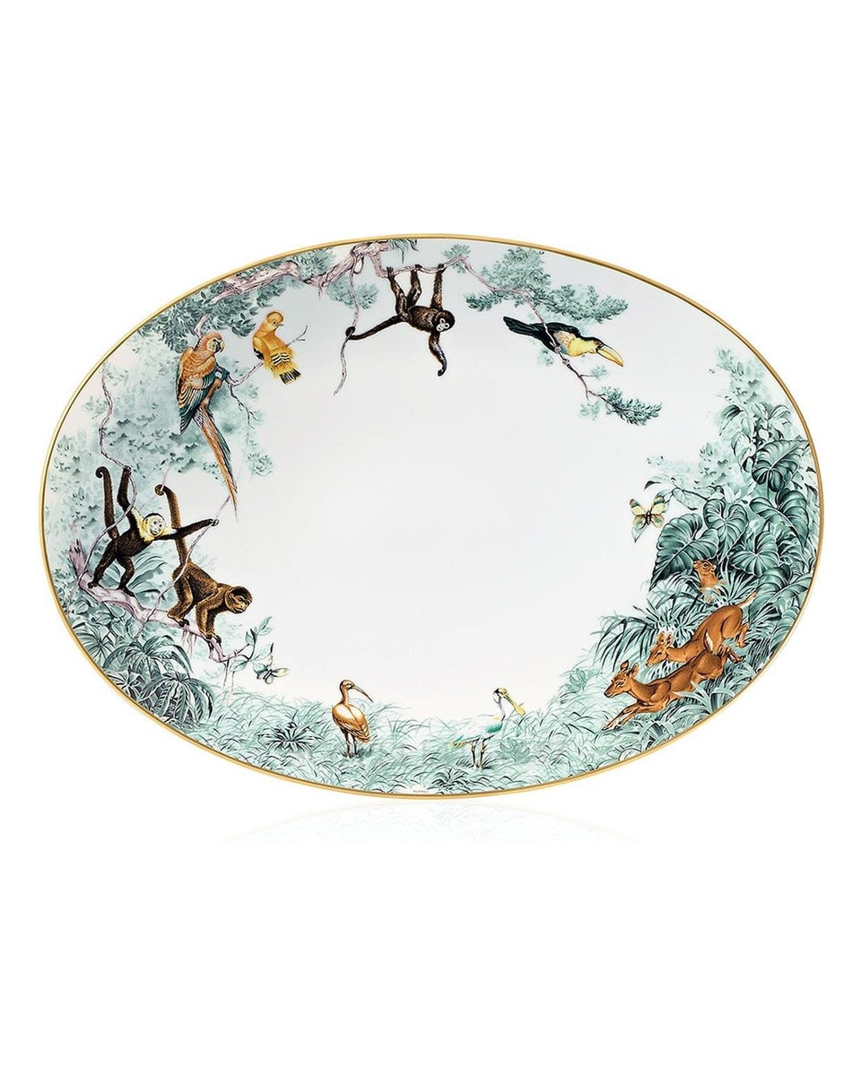 에르메스 Carnets d'Equateur Oval Platter Medium 038060P